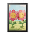 Framed Vertical Poster - Blooming Friends Papercraft Floral...