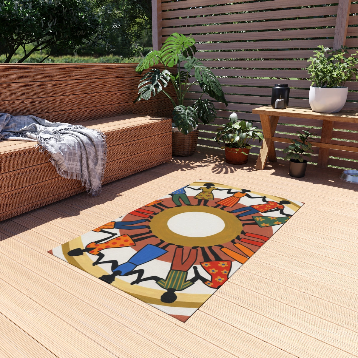 Outdoor Rug - Unity Mandala Folk Art | Echovira Gallery