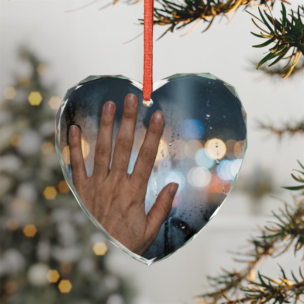 Rainy City Window Crystal Glass Ornament