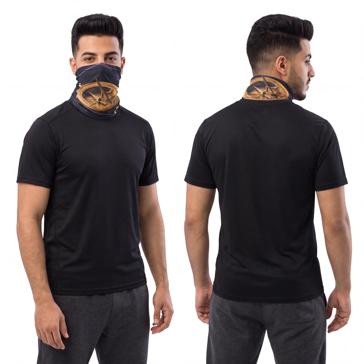 Men's Neck Gaiter Antique Sundial Compass
