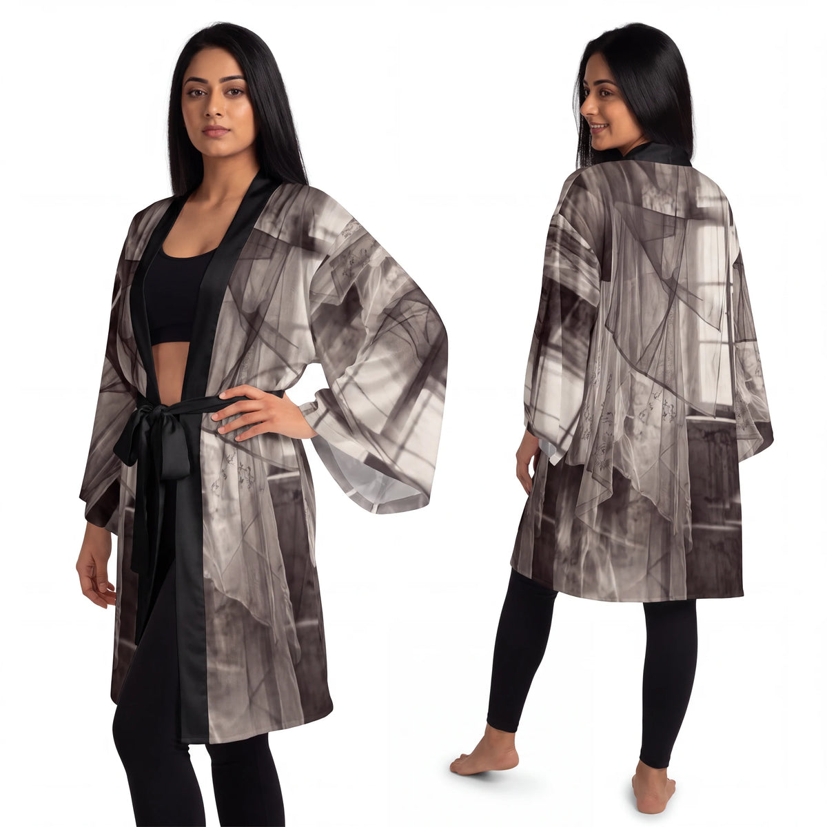 Long Sleeve Kimono Robe - Spectral Veils | Echovira Gallery