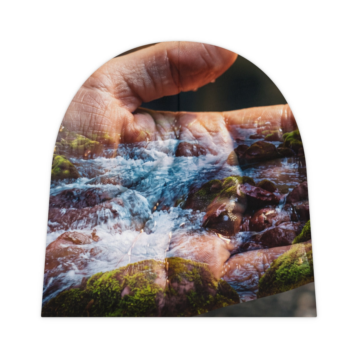 Surreal River Hand Double Exposure Baby Beanie