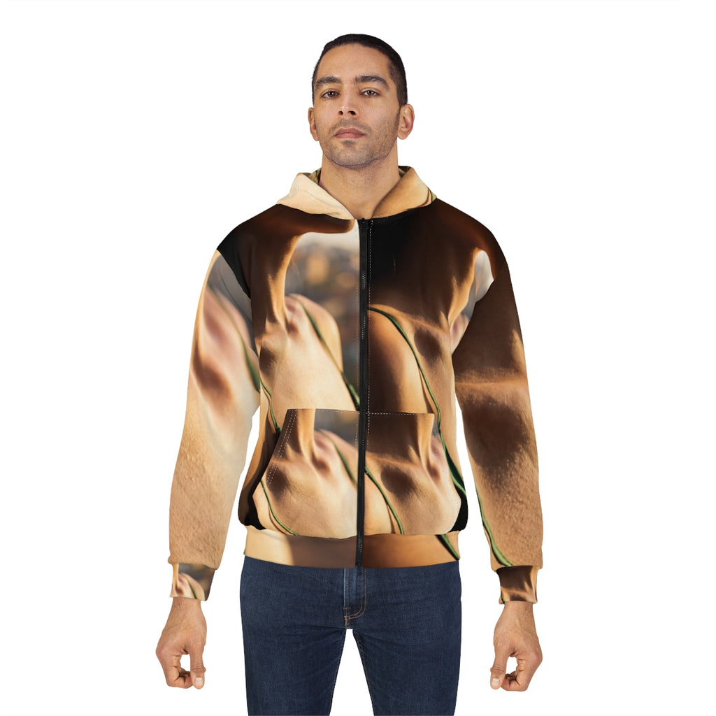 Men's Zip Hoodie - Sunset Silk Lounge Zip | Echovira Gallery