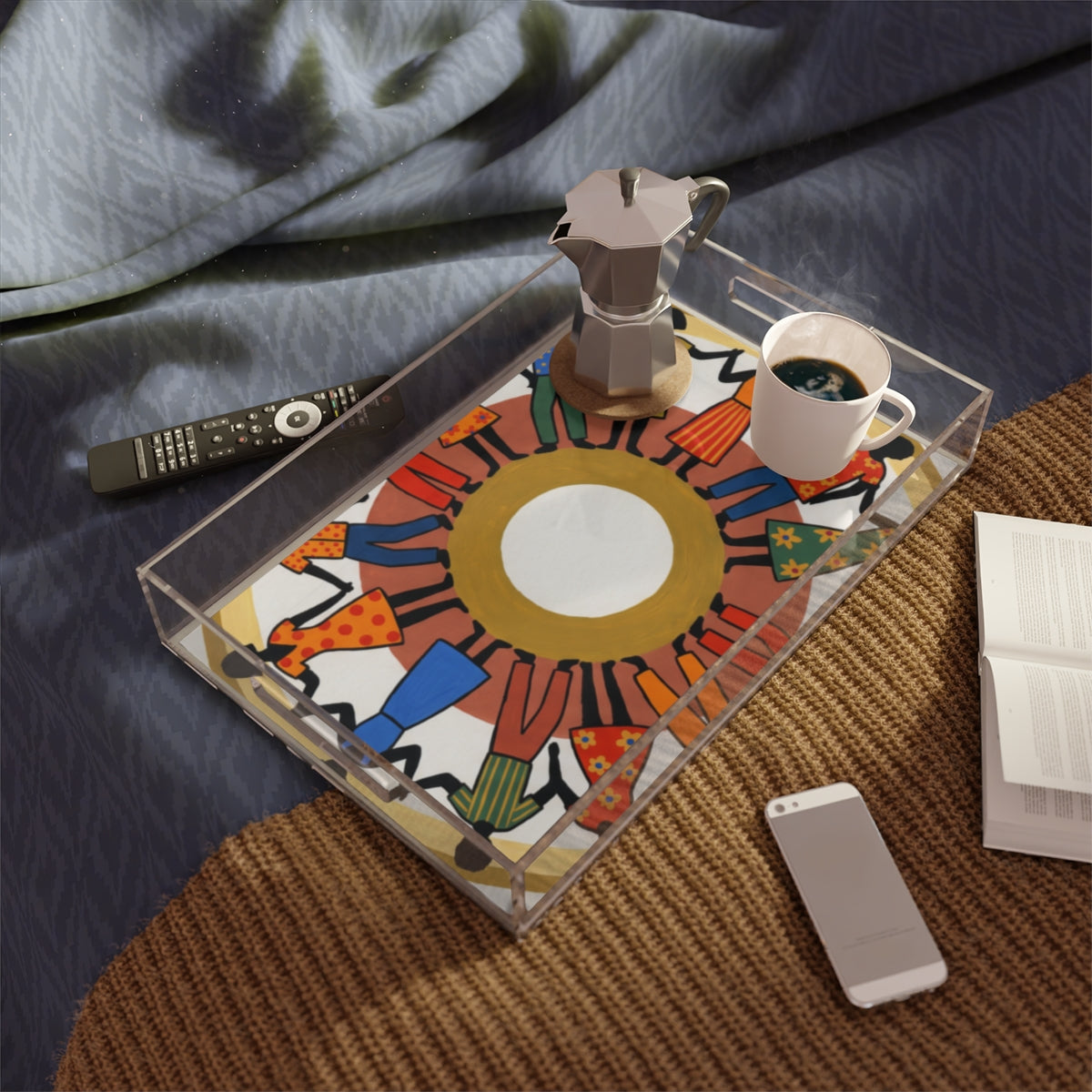 Acrylic Serving Tray - Unity Mandala Folk Art | Echovira...