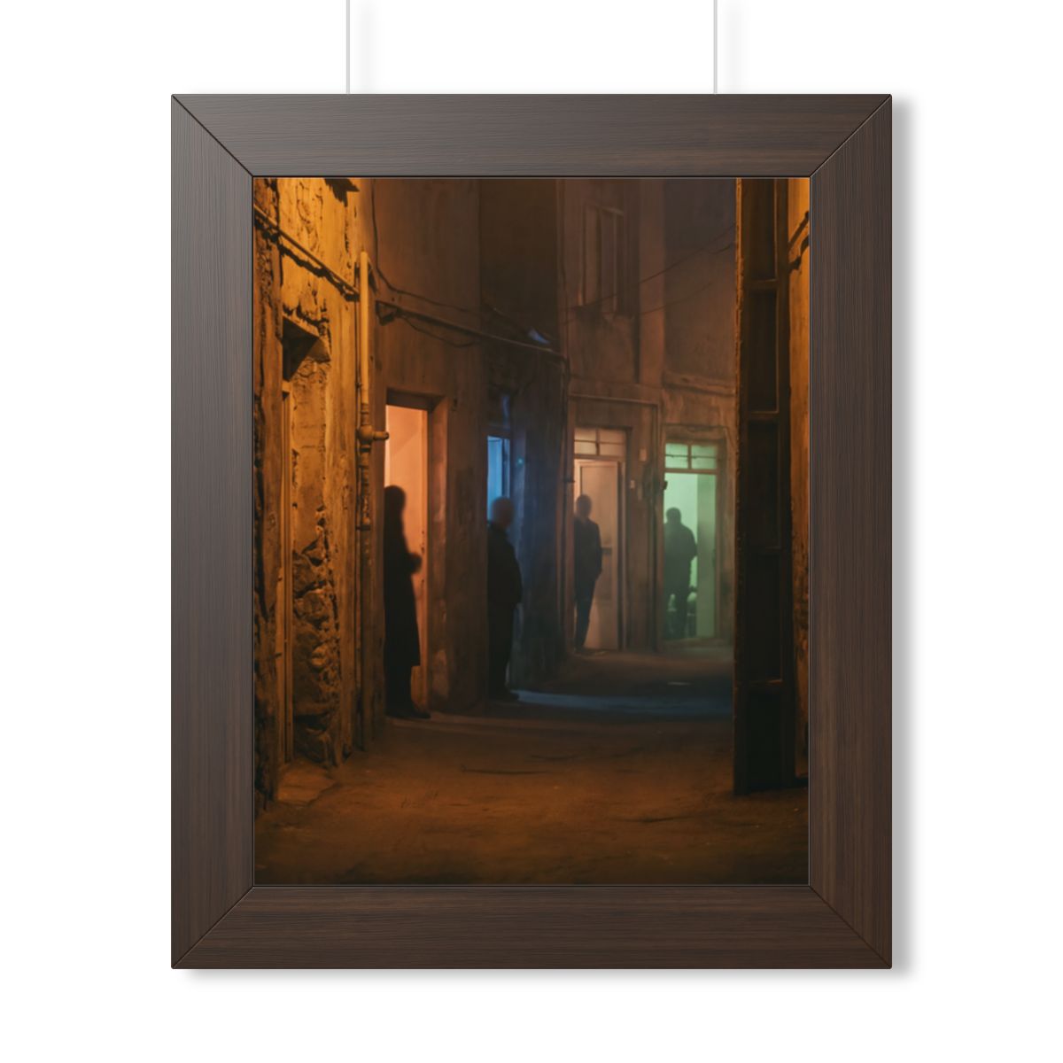 Framed Vertical Poster - Shadowed Alleyway Mystery Art Print...