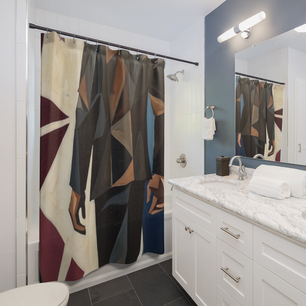 Shower Curtain - Cubist Silhouette | Echovira Gallery