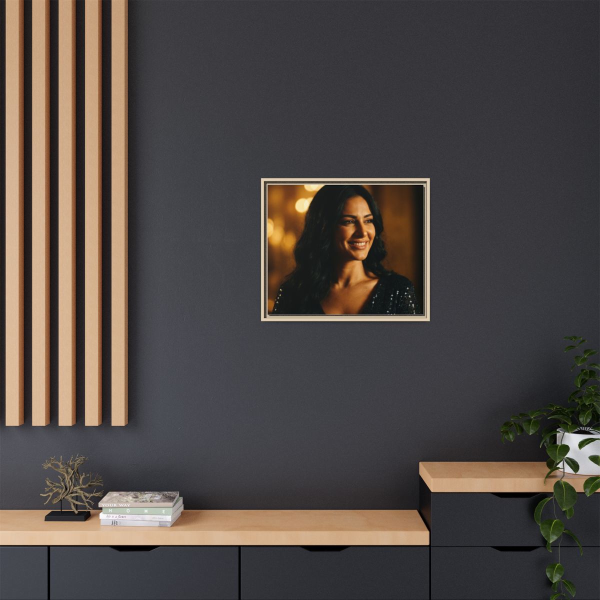 Framed Canvas Art - Golden Glamour — Natural / 1.25"