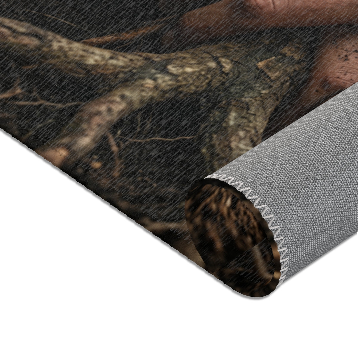 Area Rugs with Forest Roots and Hands Art