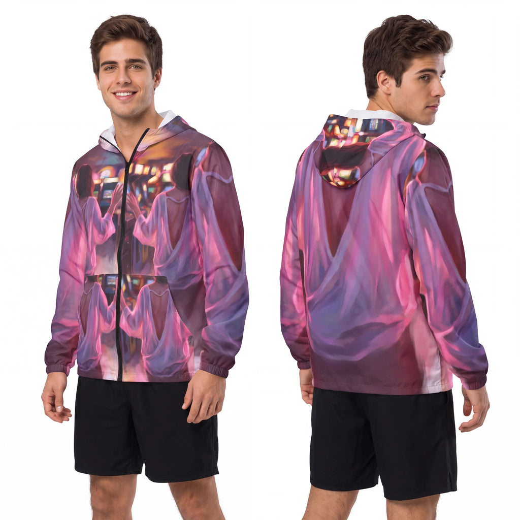 Men's Windbreaker Jacket - Neon Arcade | Echovira Gallery