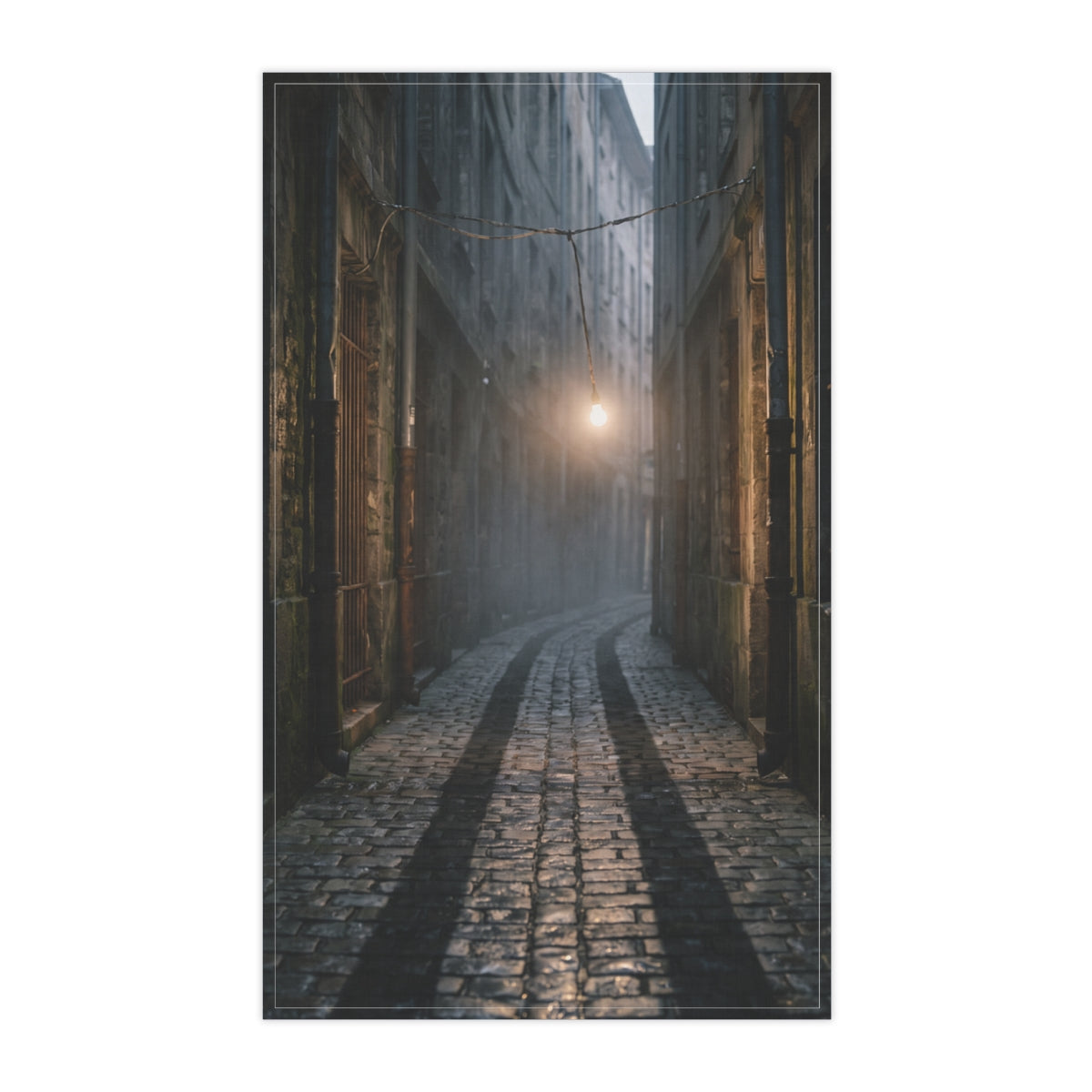 Tea Towels - Moody Cobblestone Alley | Echovira Gallery