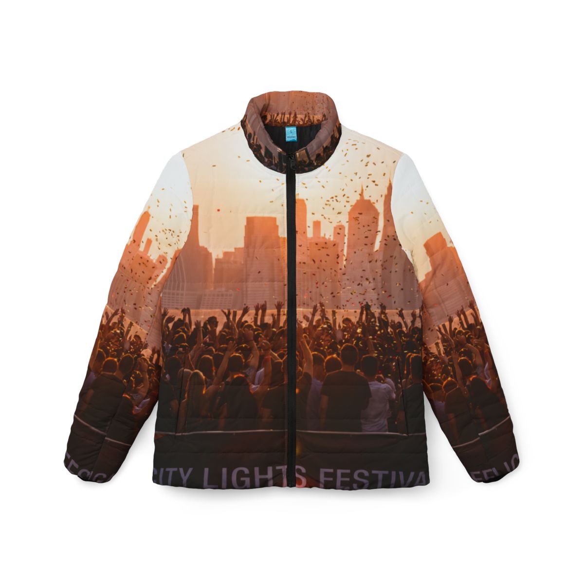 Women's Puffer Jacket - City Lights | Echovira Gallery