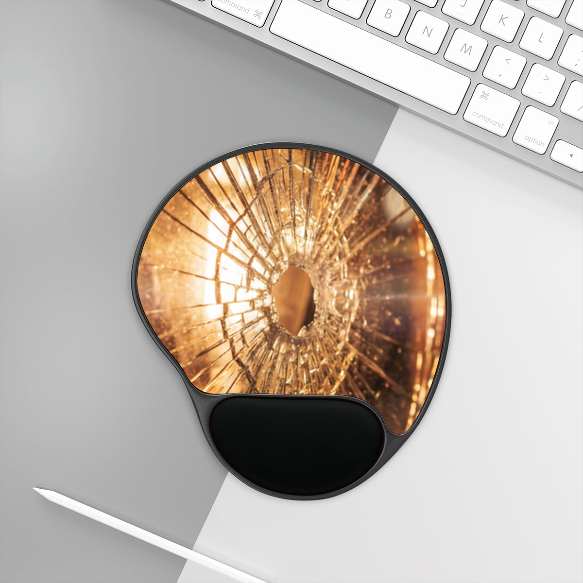 Mouse Pad With Wrist Rest - Shattered Amber Light | Echovira...