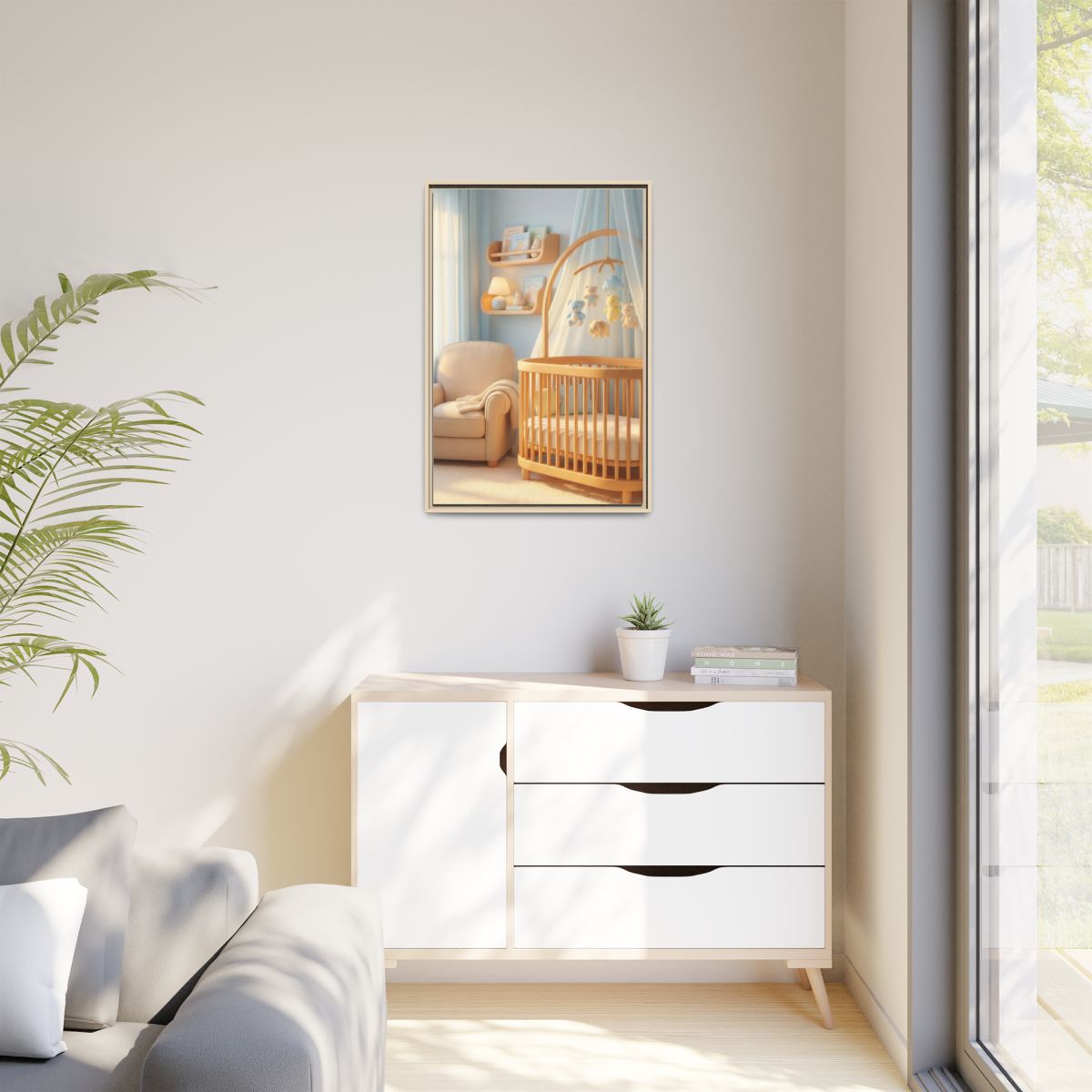 Matte Canvas, Framed - Dreamy Serene Nursery Art — Natural /...