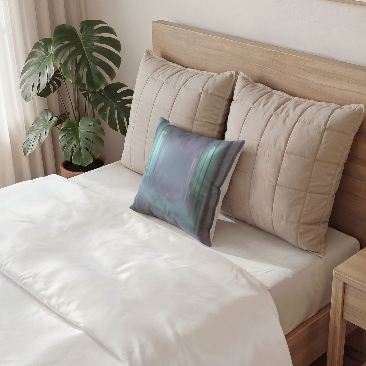 Poly Velvet Pillow - Liminal Corridor Fog Art Print |...