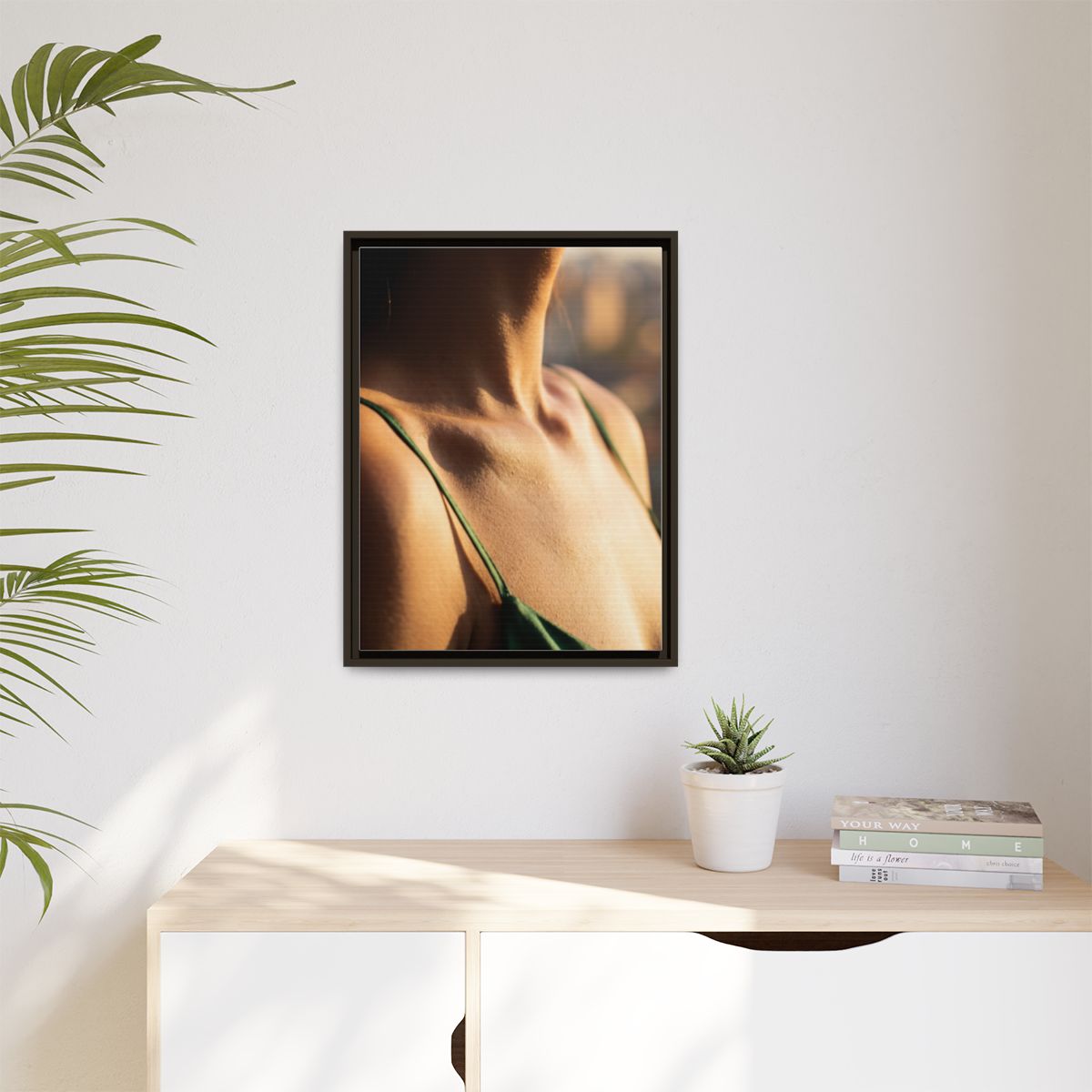 Golden Hour Matte Canvas - Framed Sunset Wall Art — Espresso...