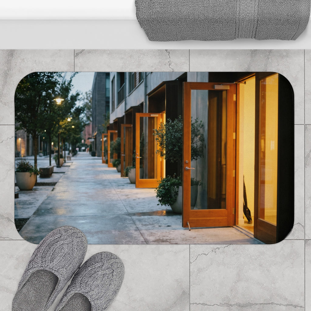 Bath Mat - Twilight Courtyard Serenity | Echovira Gallery