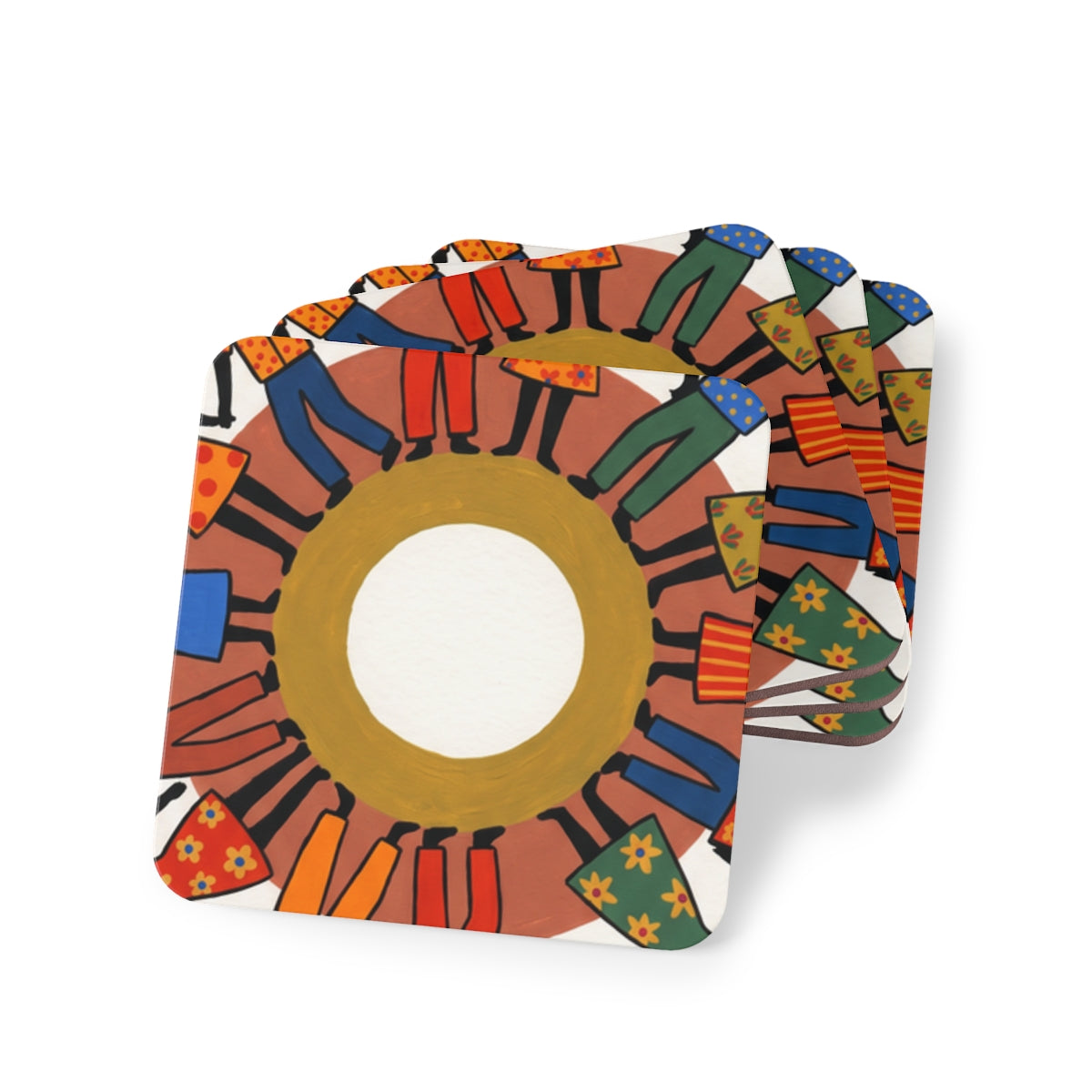 Coasters Set - Unity Mandala Folk Art (1 & 4 pcs) | Echovira...