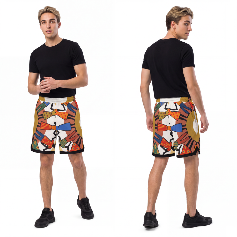 Men's Basketball Rib Shorts - Unity Mandala Folk Art