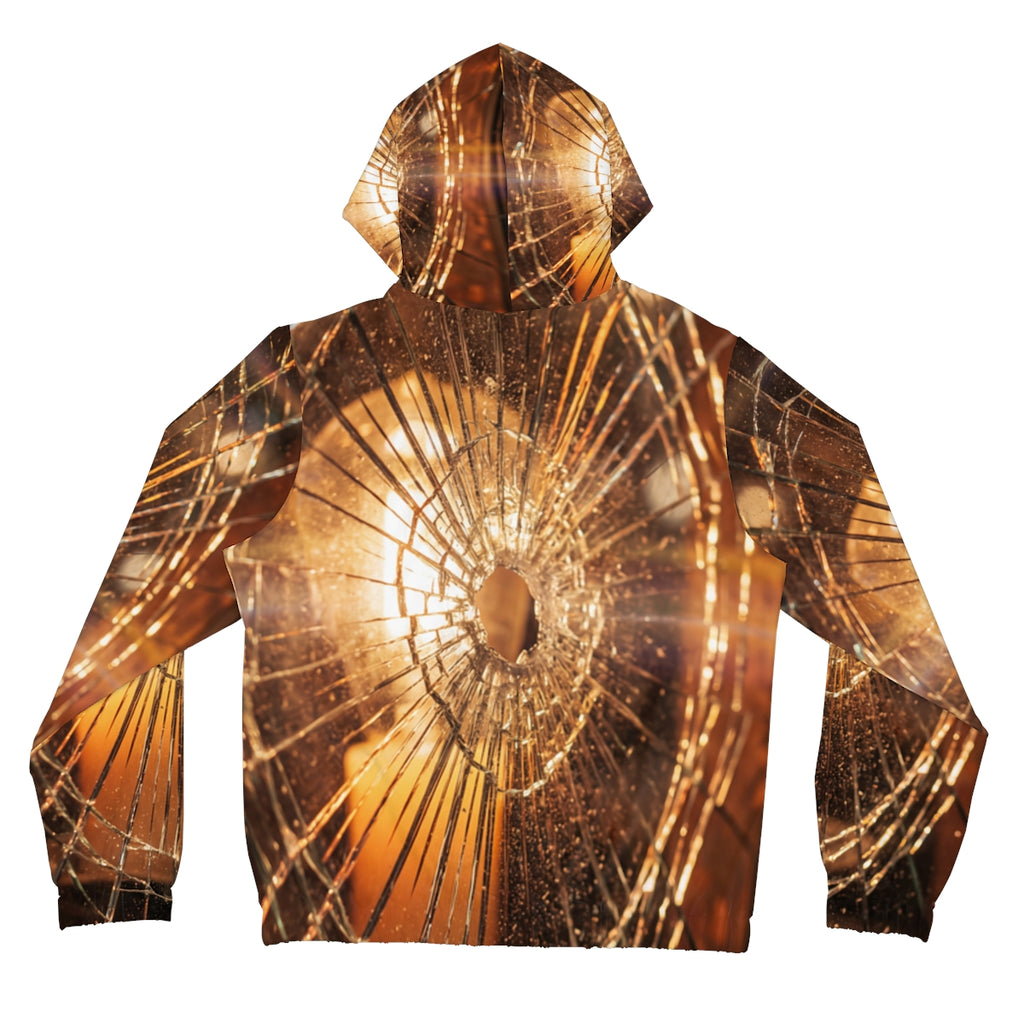 Women's Full-Zip Hoodie - Shattered Amber Glass Art |...