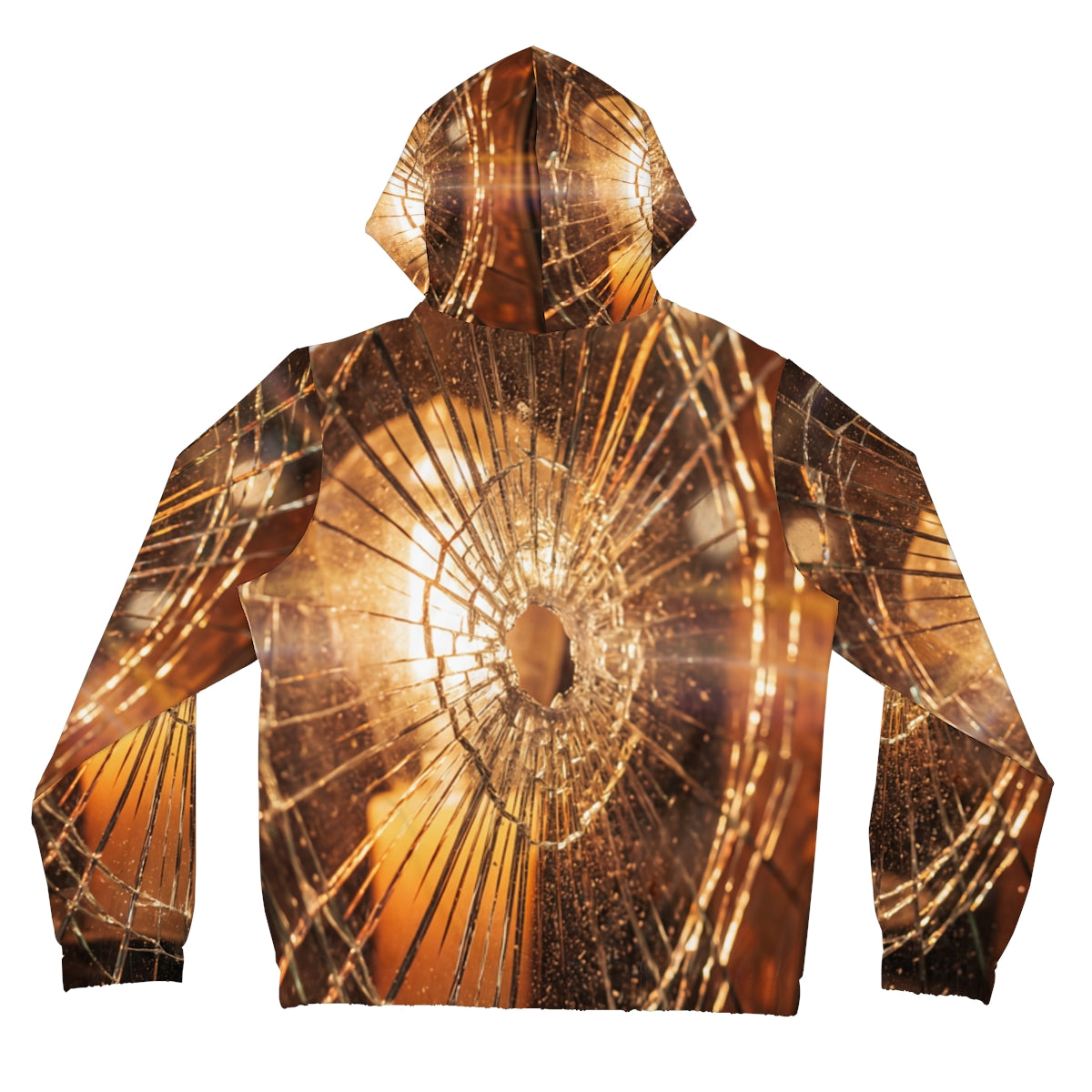 Women's Full-Zip Hoodie - Shattered Amber Glass Art |...