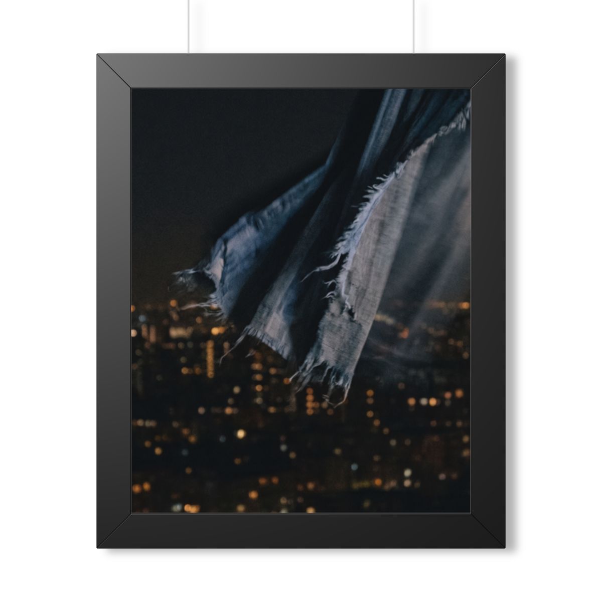 Framed Vertical Poster - City Lights Nocturne — Black... |...