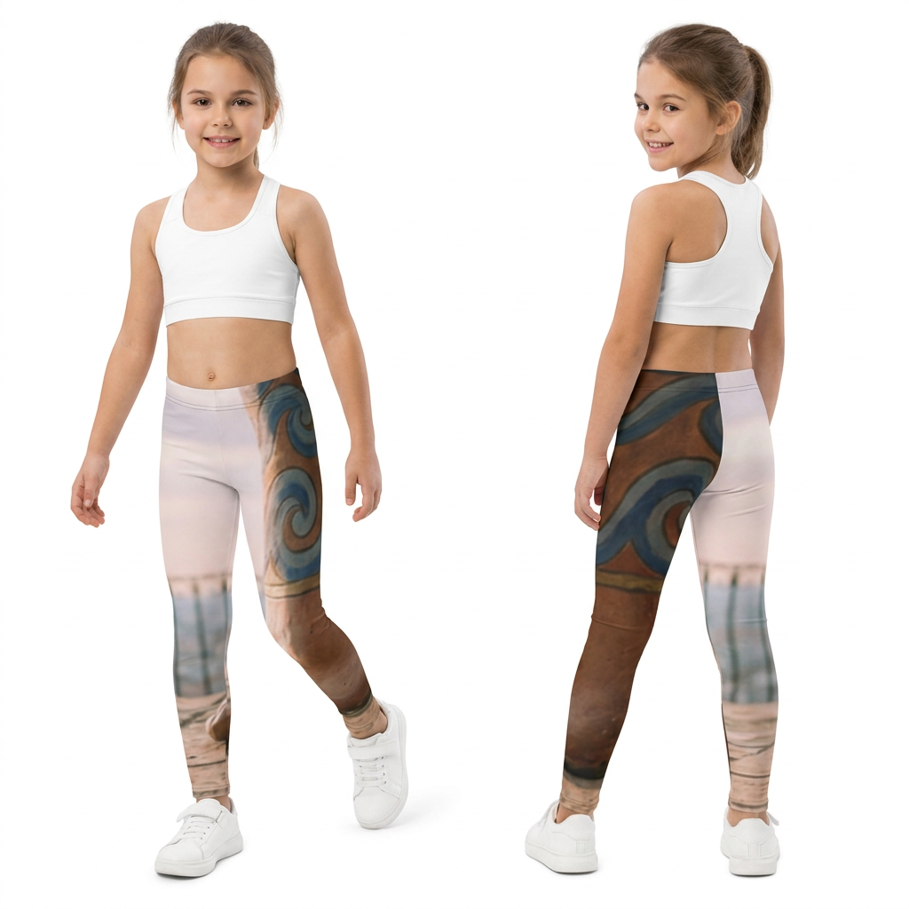 Kids Leggings with Mediterranean Statue Art