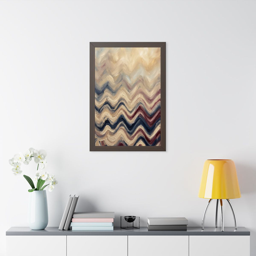 Framed Vertical Poster - Earth Chevron Wave — Walnut (11×14...