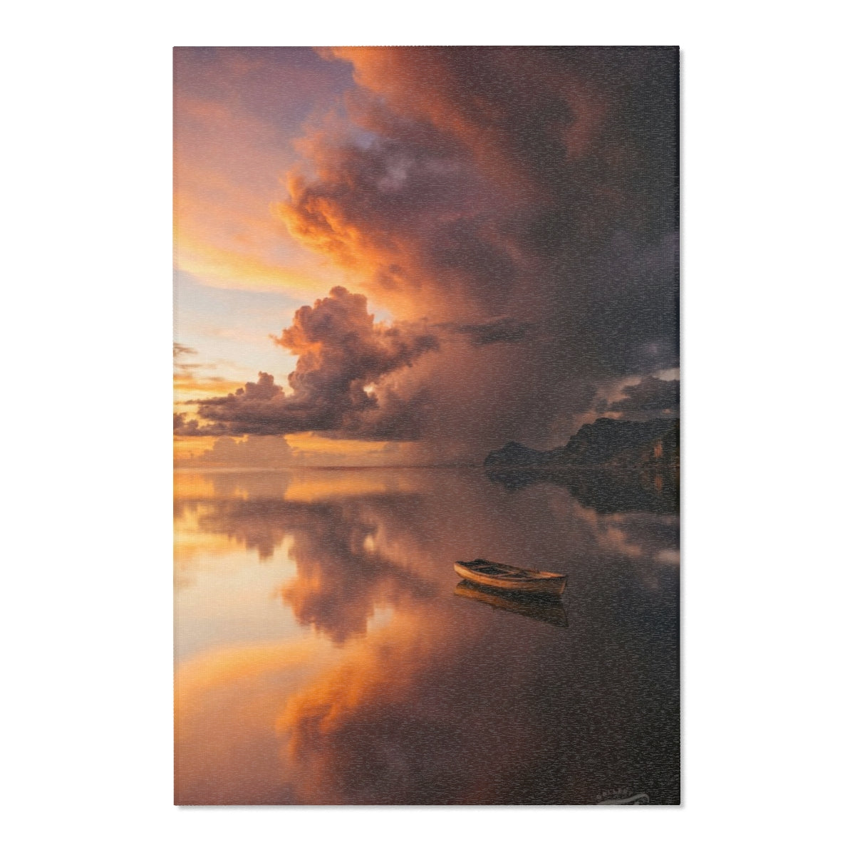 Area Rug - Golden Sunset Lake Horizon | Echovira Gallery