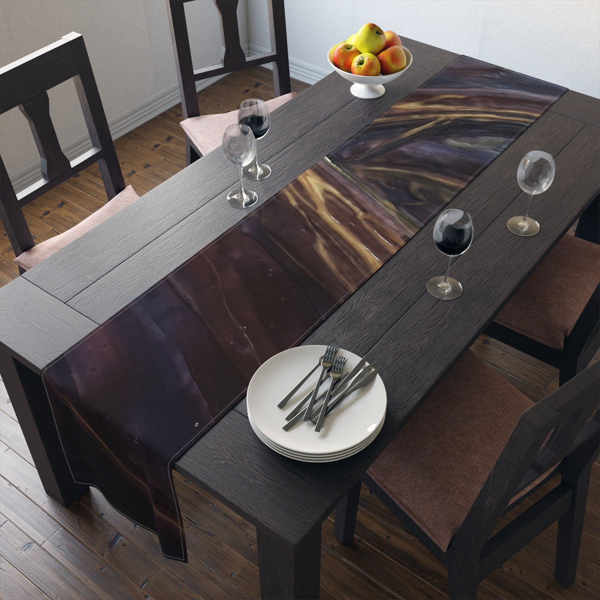 Table Runner - Midnight Glare Abstract | Echovira Gallery