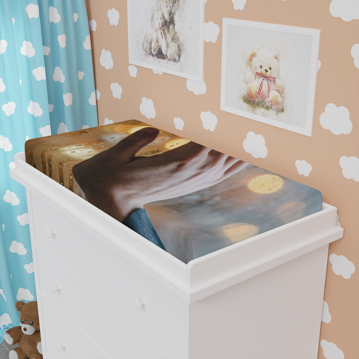 Baby Changing Pad Cover with Rainy Window Art