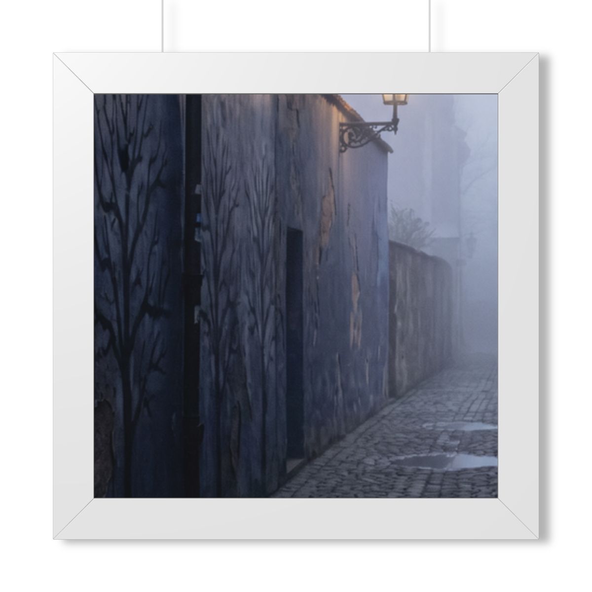 Framed Vertical Poster - Cobblestone in Mist — White (11×14...