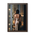 Framed Vertical Poster - Shimmering Rainscape — Walnut... |...