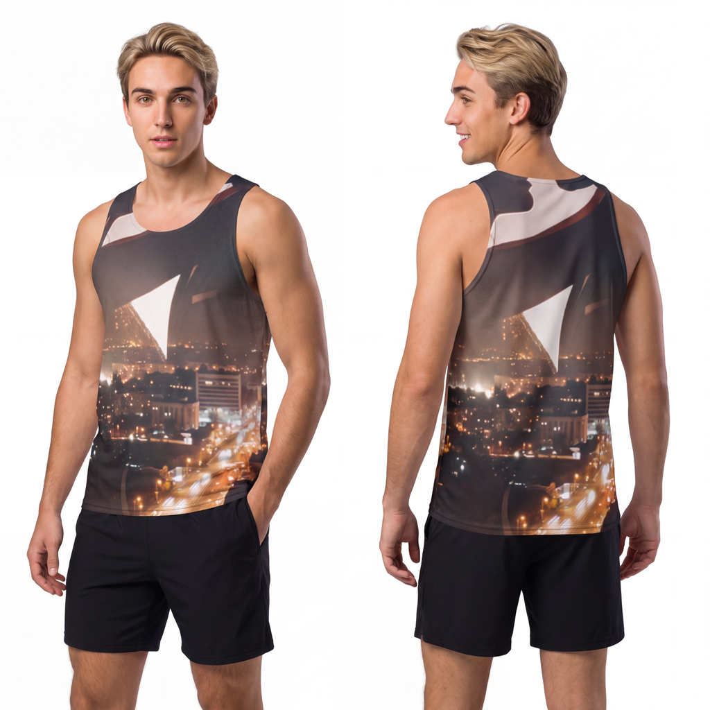 Men's Tank Top - Midnight City Skyline | Echovira Gallery