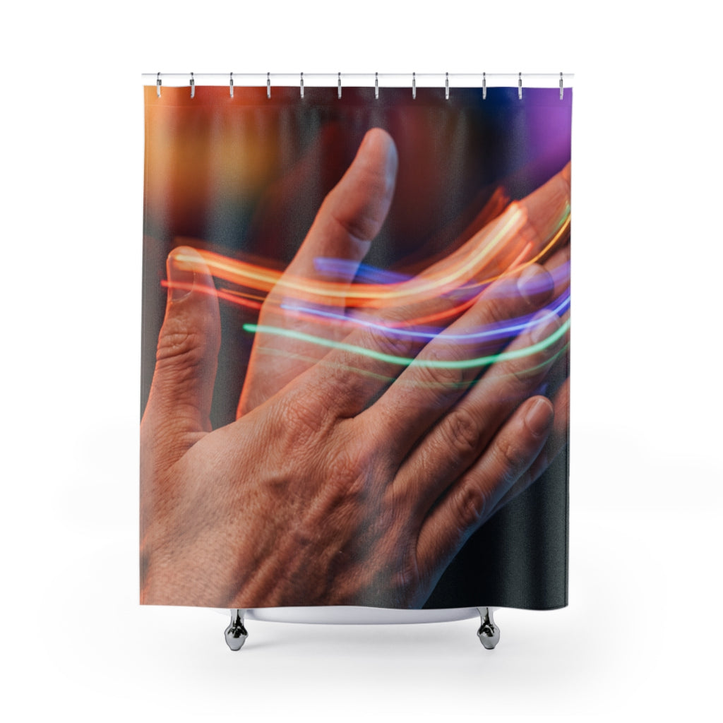 Shower Curtain - Neon Trails Washroom | Echovira Gallery