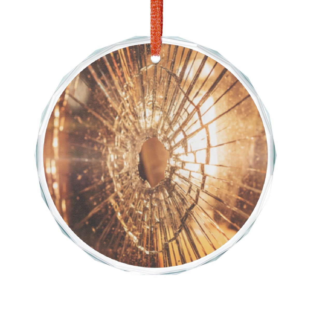 Crystal Glass Ornament - Golden Fracture Broken Glass Art |...