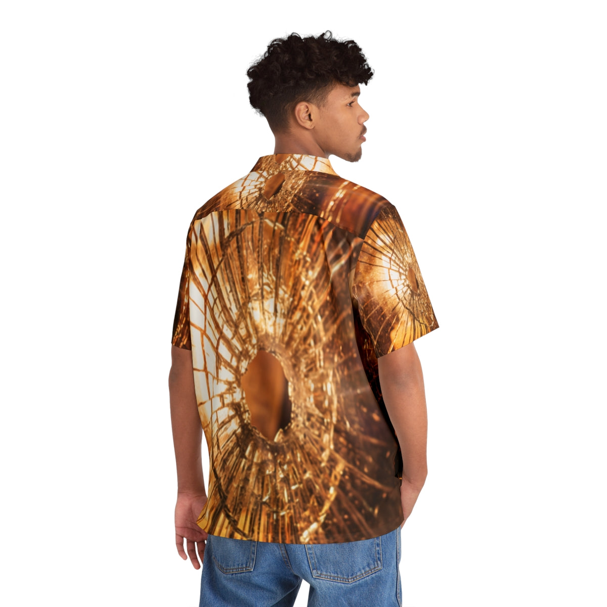 Men's Hawaiian Shirt - Fractured Amber Light Art | Echovira...