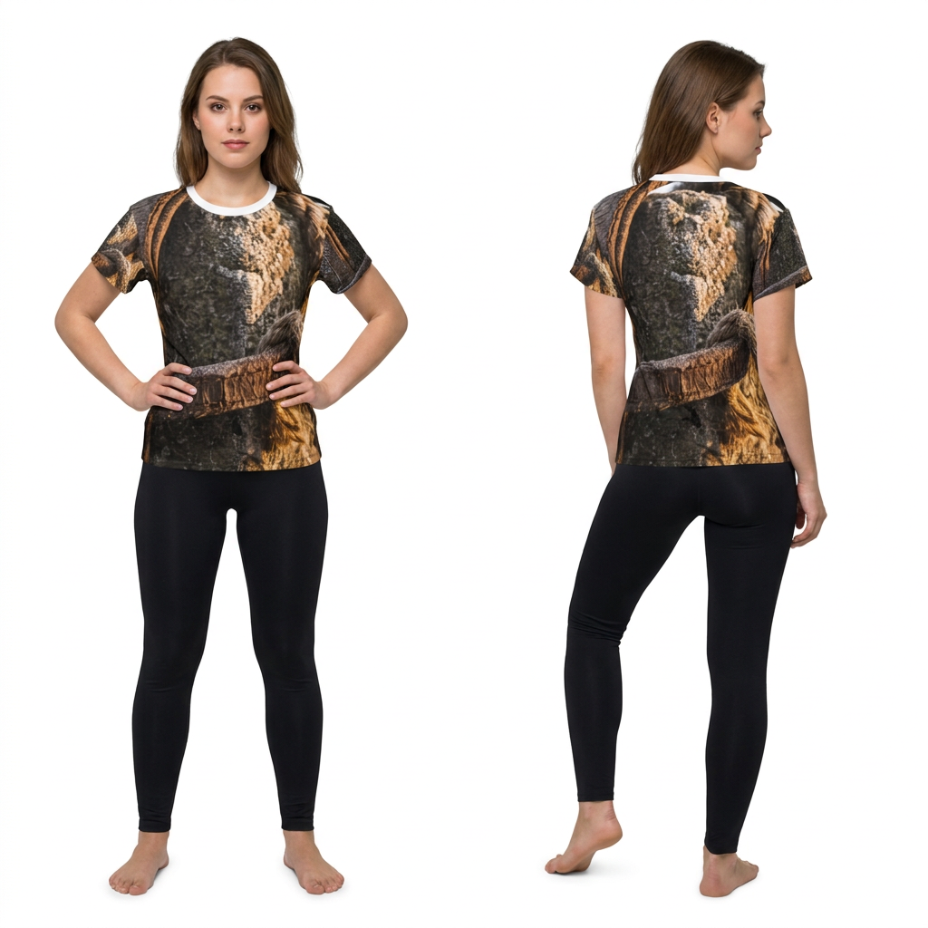 Women's Cut & Sew Tee with Weathered Leather Art