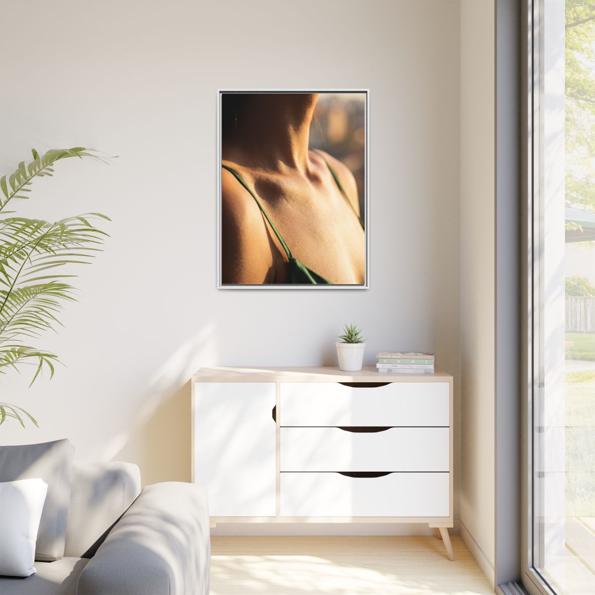 Golden Hour Matte Canvas - Framed Sunset Wall Art — White /...