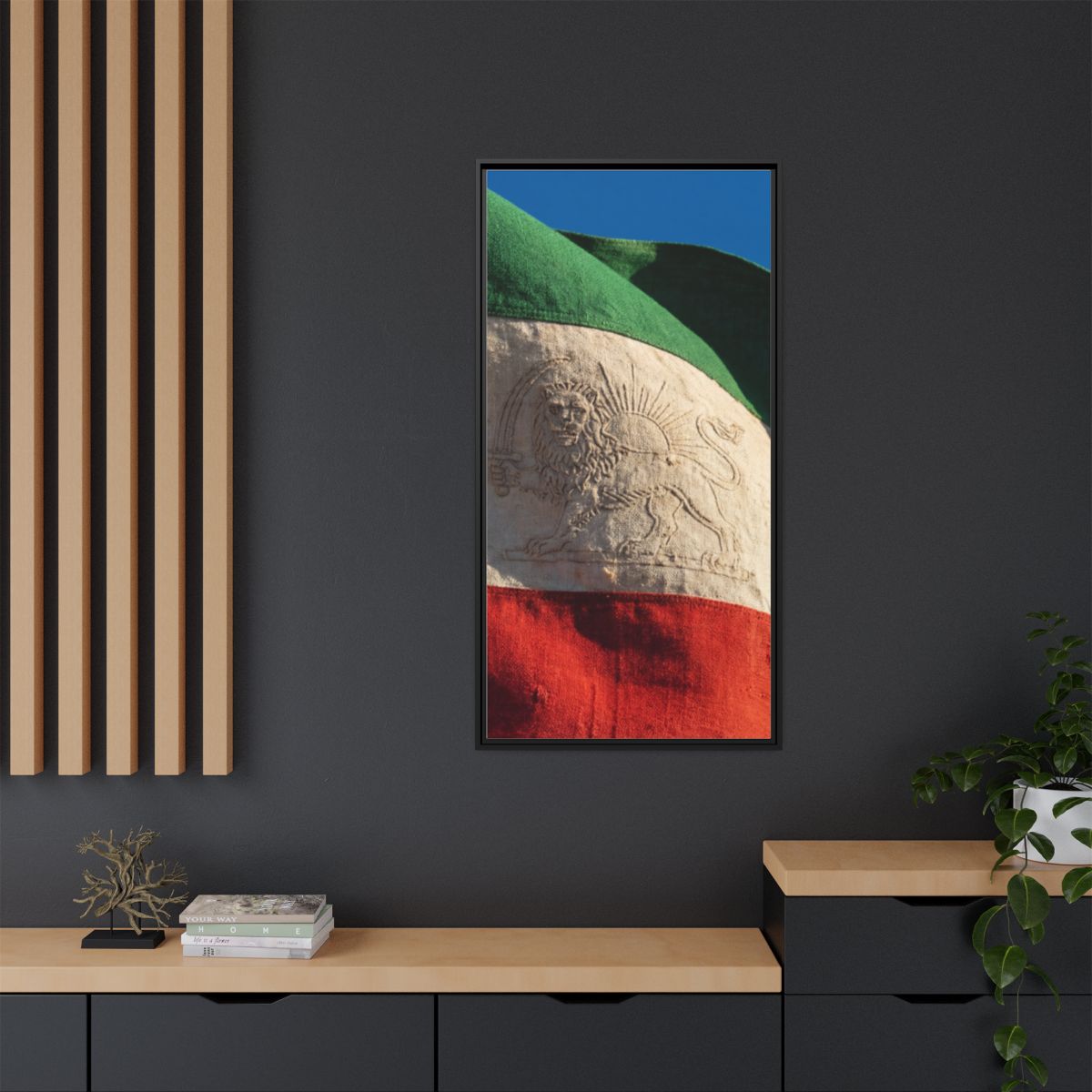 Framed Canvas Art - Distressed Flag — Black / 1.25"