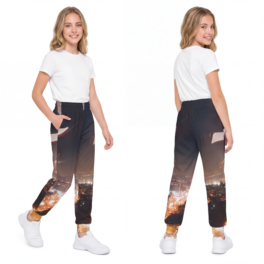 Youth Joggers - City Twilight Lights | Echovira Gallery