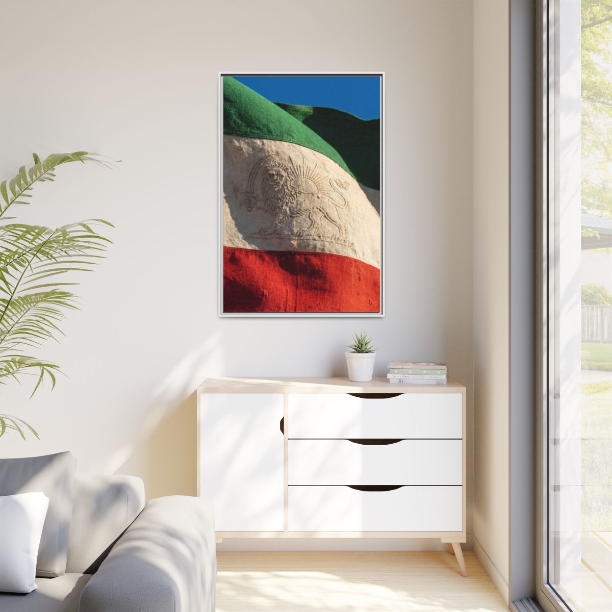 Matte Canvas, Framed - Vintage Persian Lion and Sun Heritage...