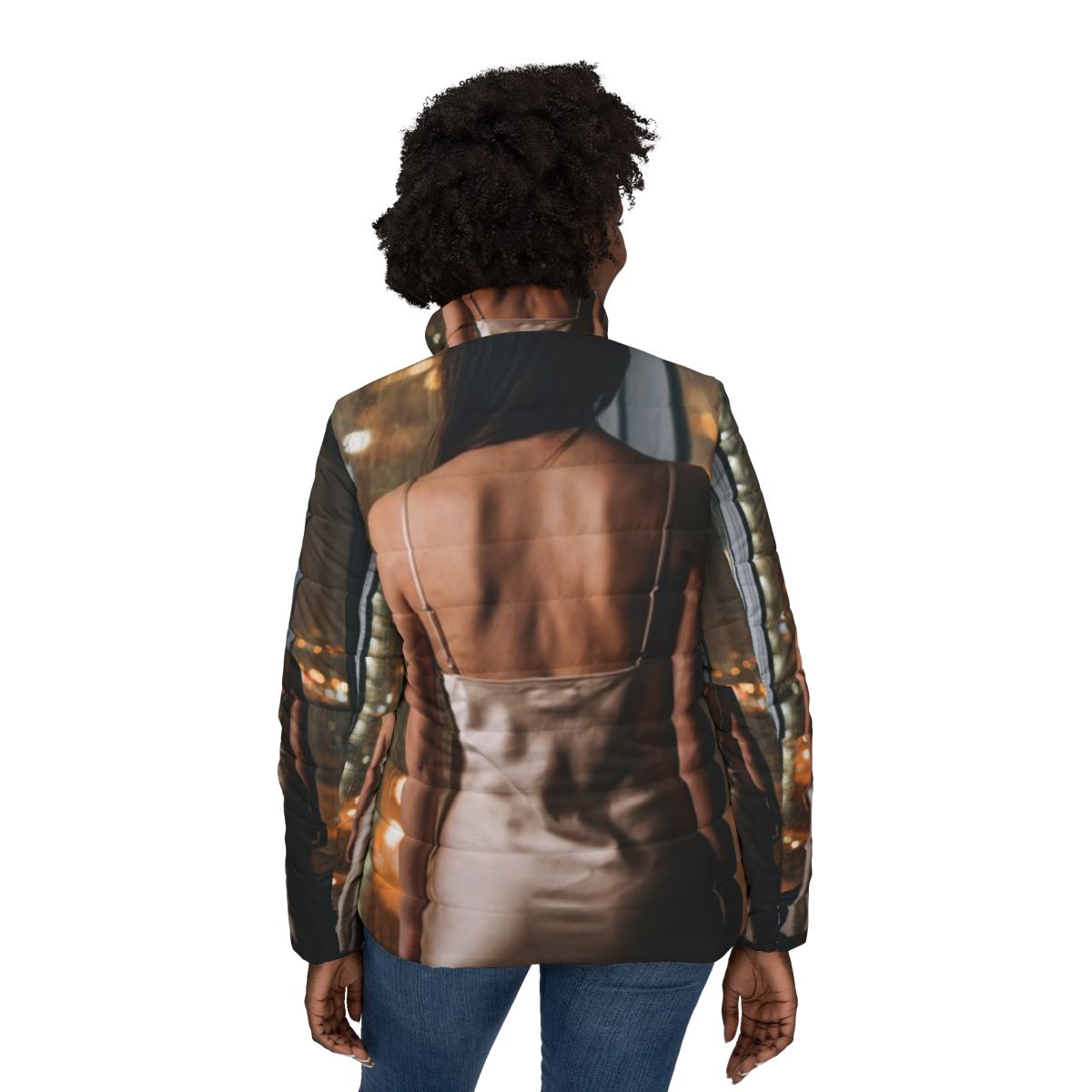 Women's Puffer Jacket - Rainscape Glow | Echovira Gallery