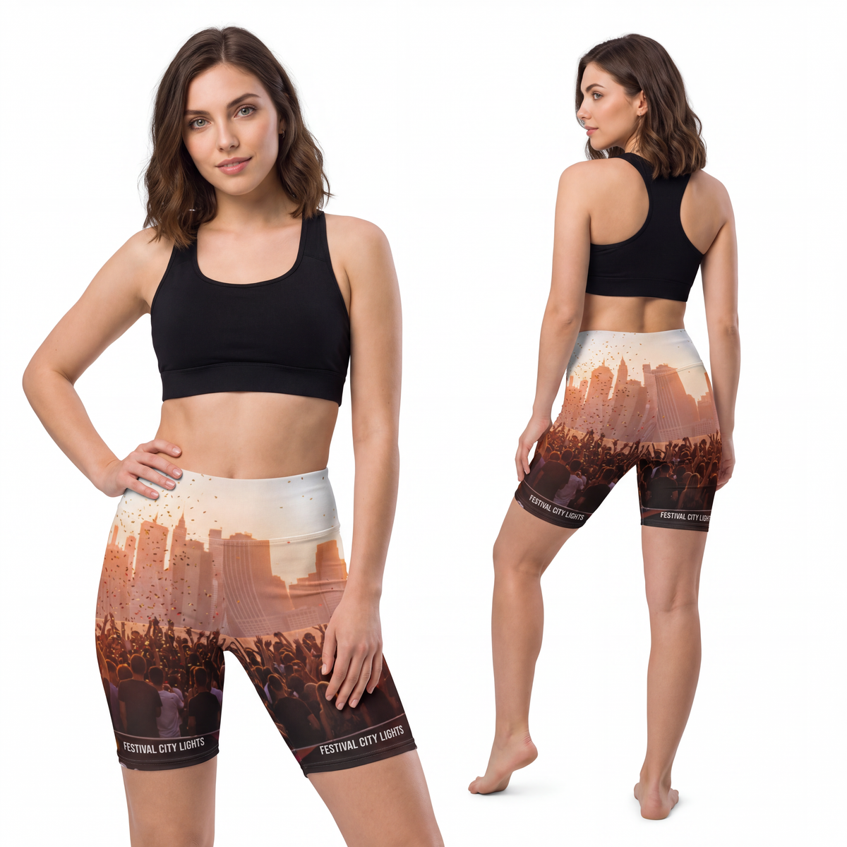 Women's Biker Shorts - City Lights | Echovira Gallery