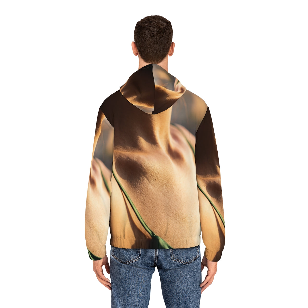Golden Hour Men's Full-Zip Hoodie - Emerald Glow | Echovira...