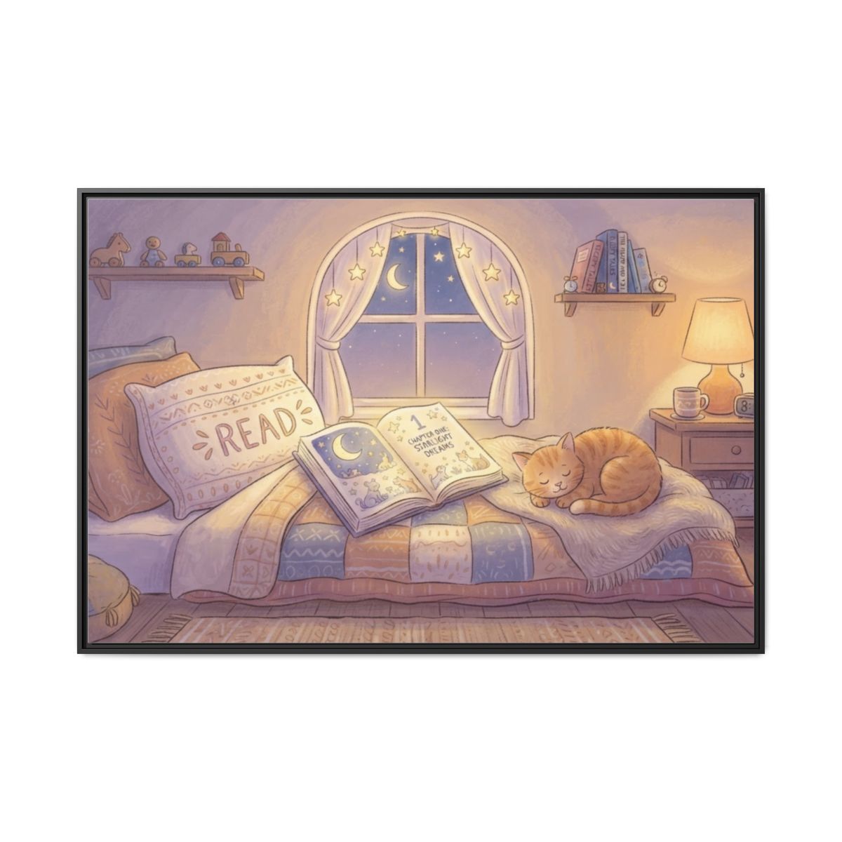 Framed Matte Canvas - Starlight Haven Slumber — Black /... |...