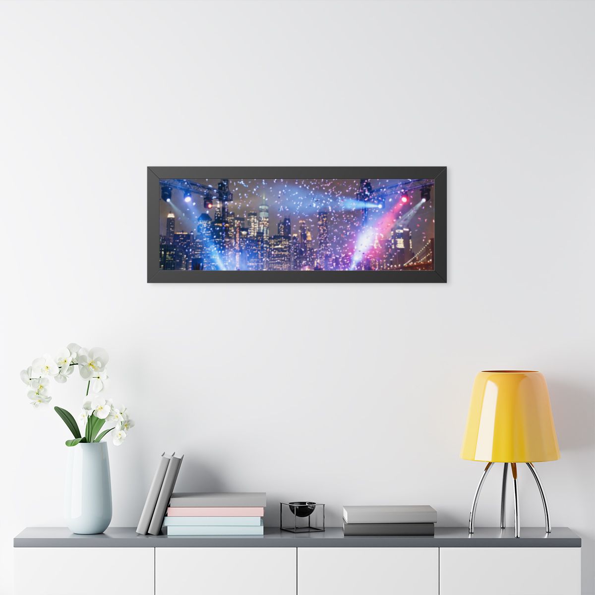 Framed Horizontal Poster - City Skyline Festival Euphoria......