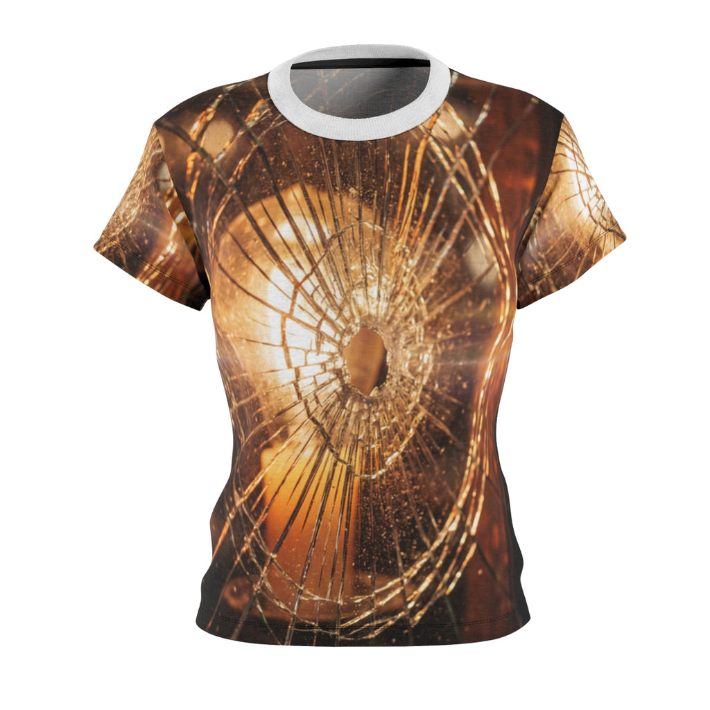 Women's Cut & Sew Tee - Shattered Amber Cinematic Glass Art...