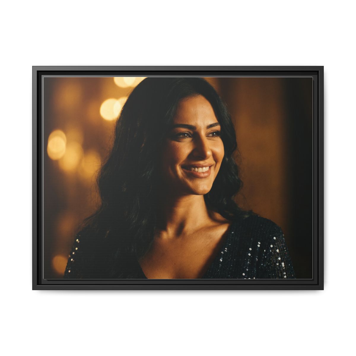 Framed Canvas Art - Golden Glamour — Black / 1.25"