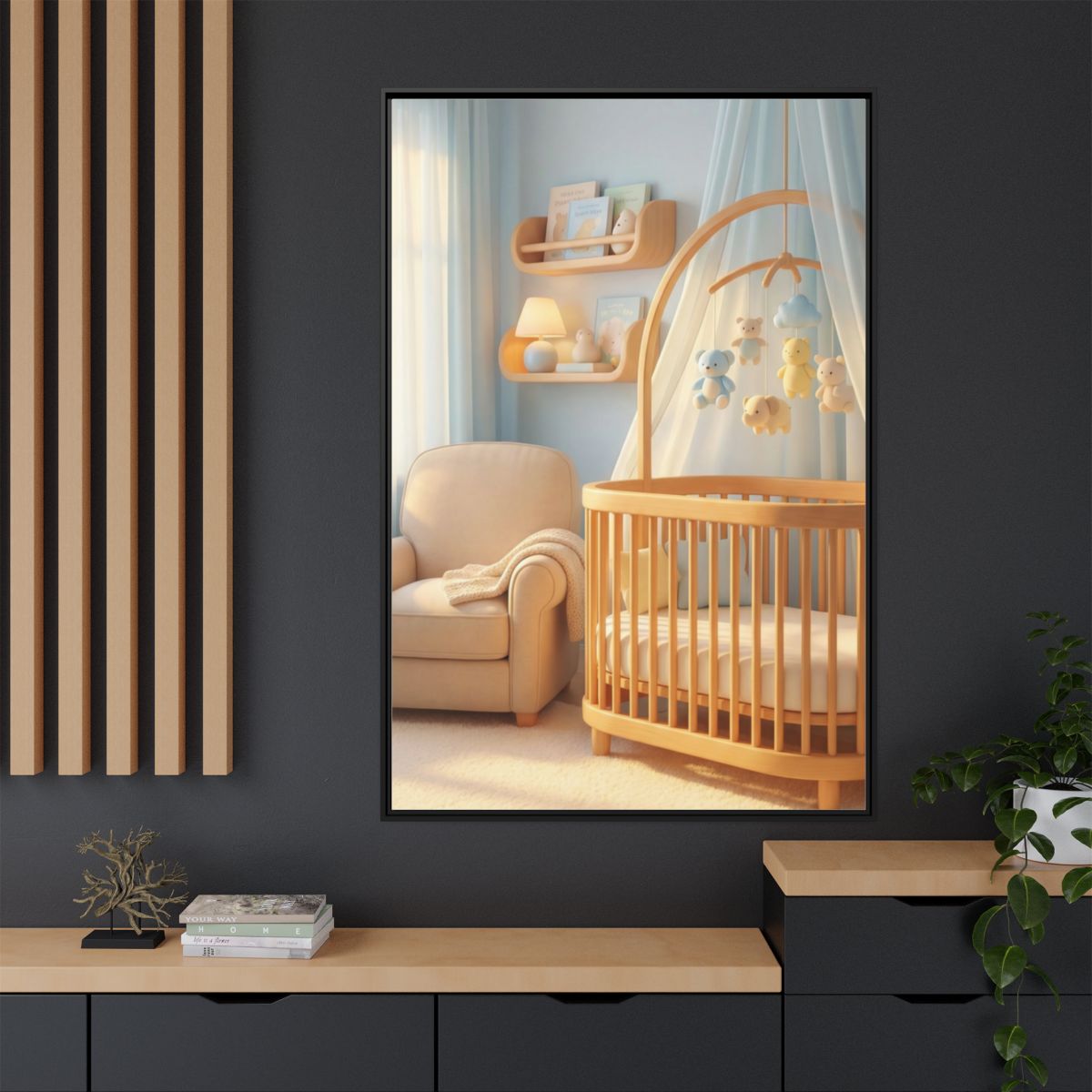 Matte Canvas, Framed - Dreamy Serene Nursery Art — Black /...