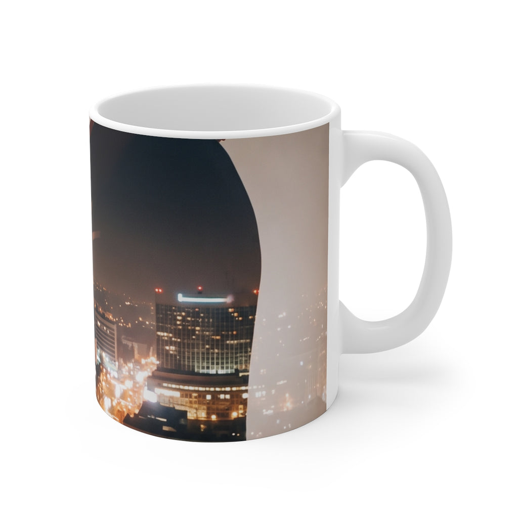11oz White Mug - City Silhouette Romance | Echovira Gallery
